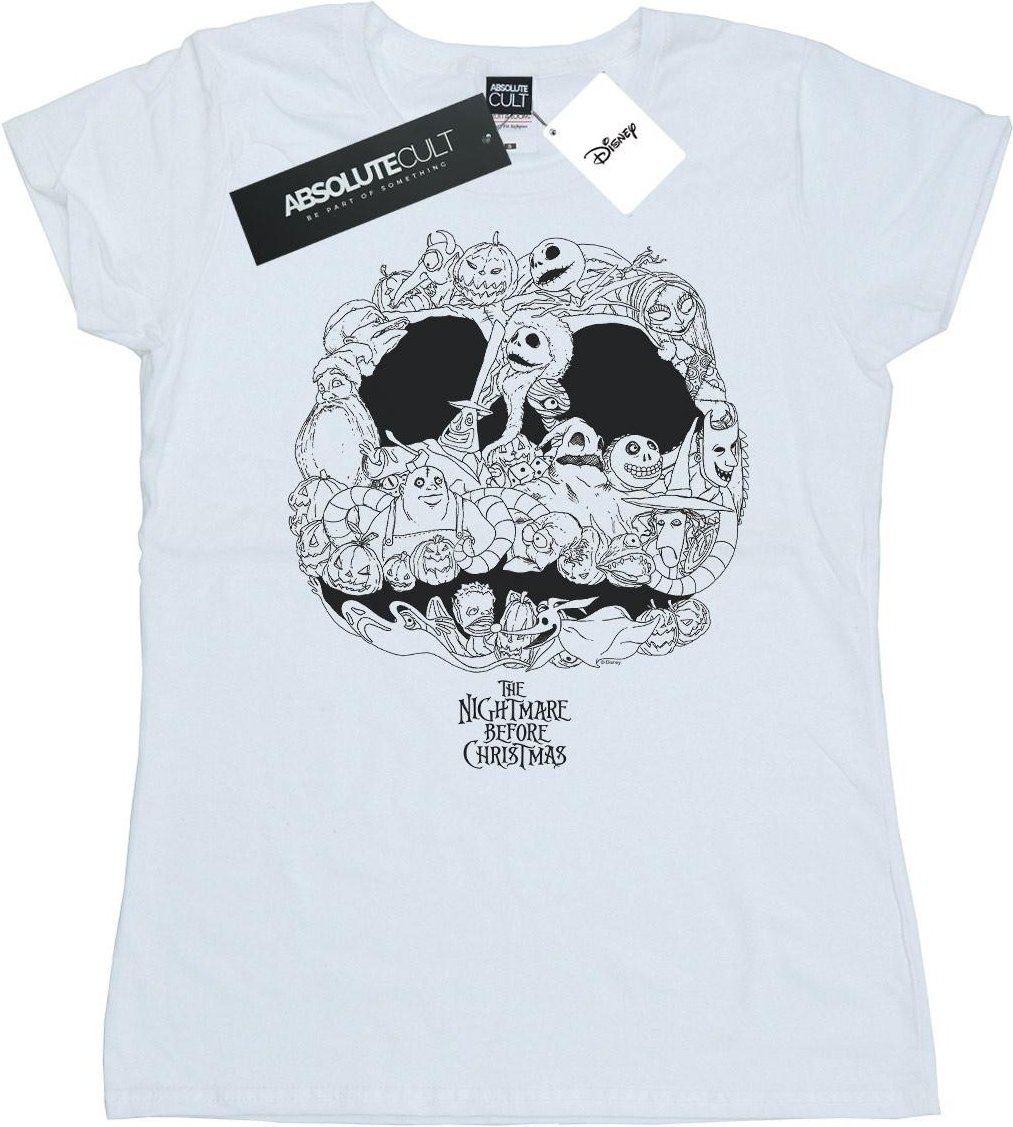 Disney - "Nightmare Before Christmas Jack Skellington Jack-O-Lanterns" T-Shirt für Damen (Weiß)