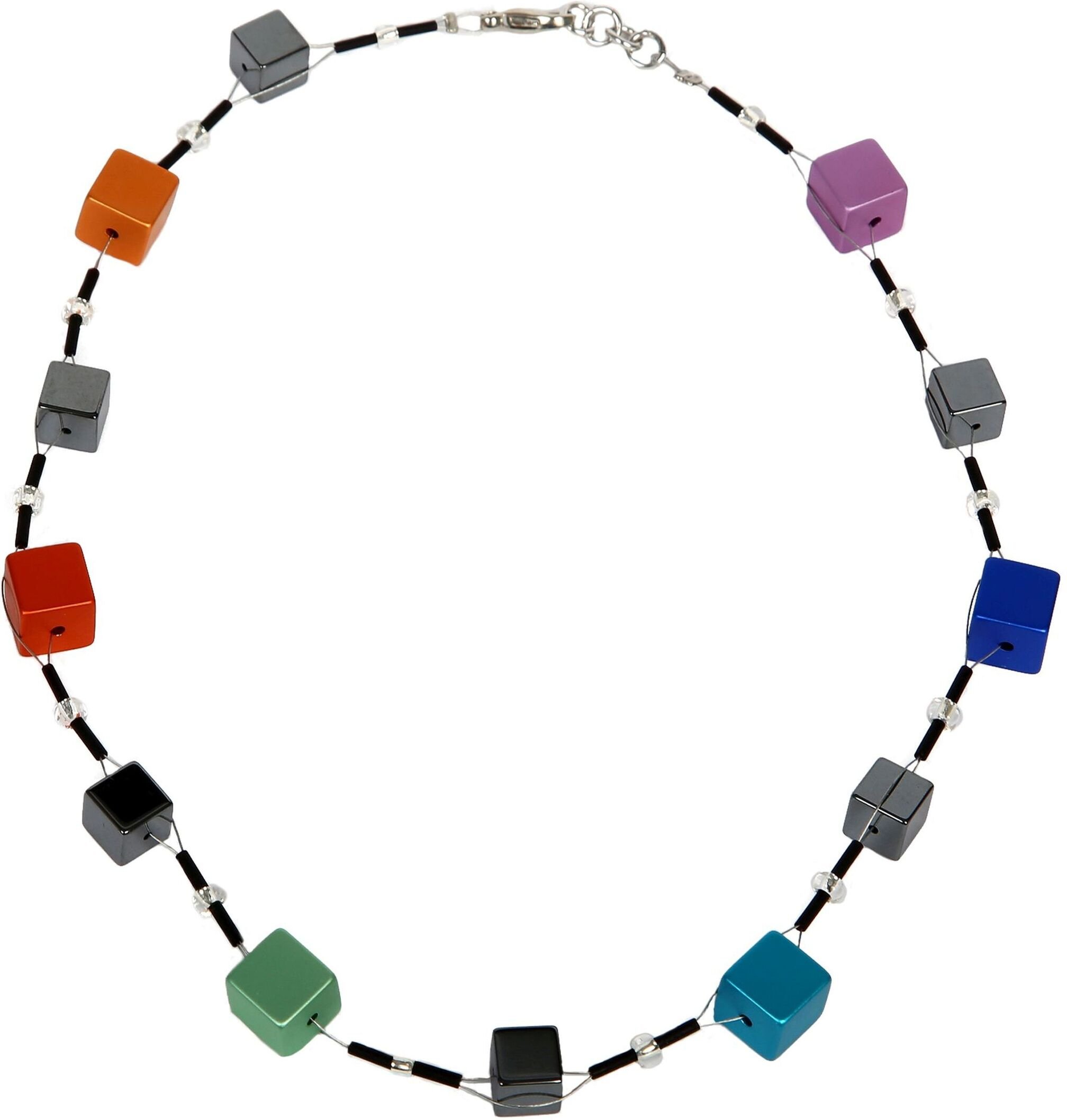 DeMarie Collierkette Edelstahl Aluminium Hämitit Kristall mehrfarbig