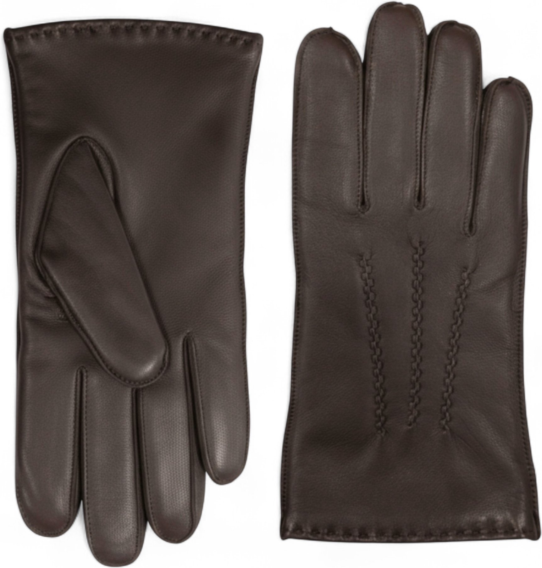 Braune Herrenhandschuhe aus italienischem Leder mit warmem Wollfutter, Winter-Ziernahtdesign, ideal zum Reiten, Autofahr...