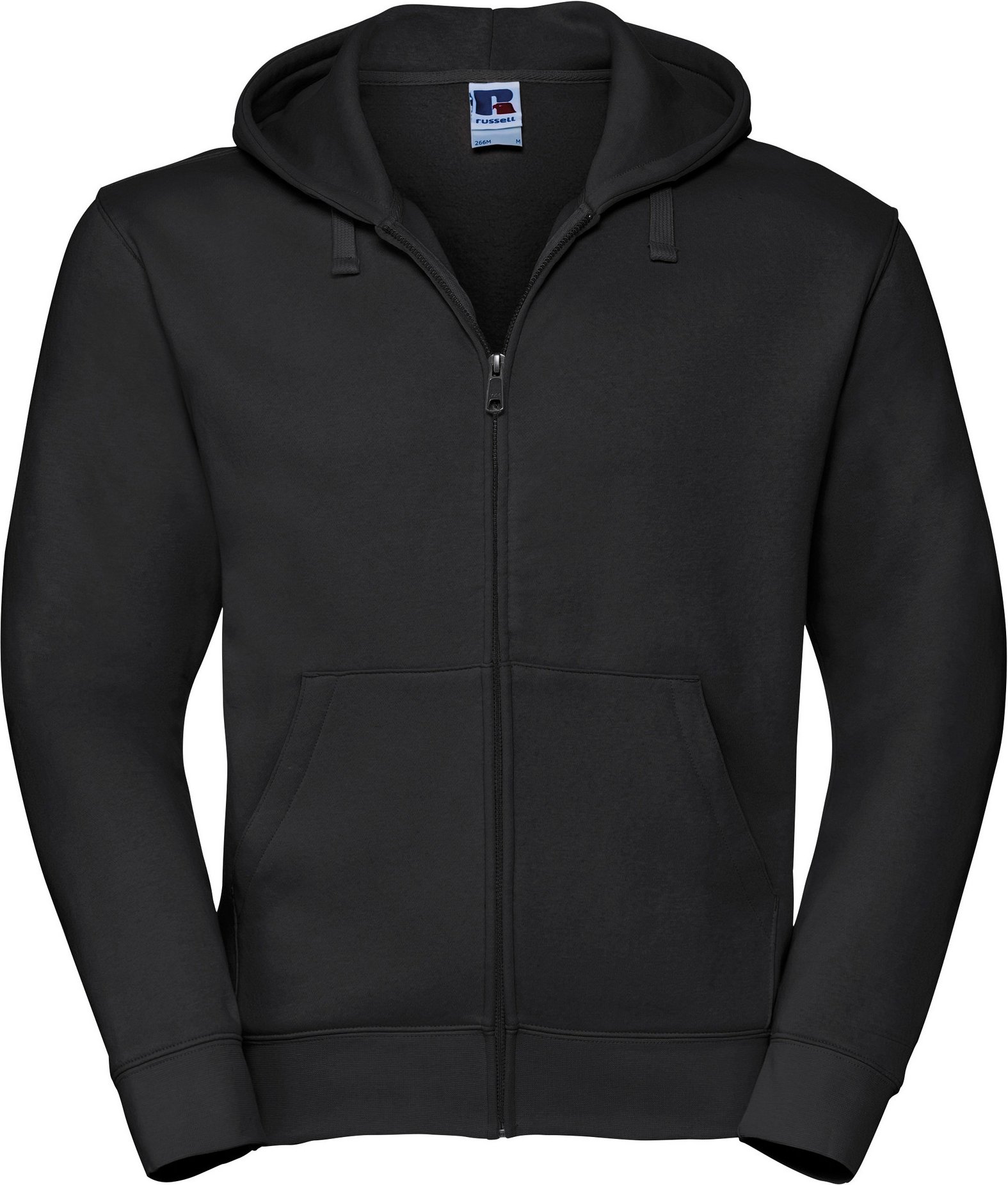 Russell Mens Authentic Full Zip Hooded Sweatshirt / Hoodie (Schwarz)