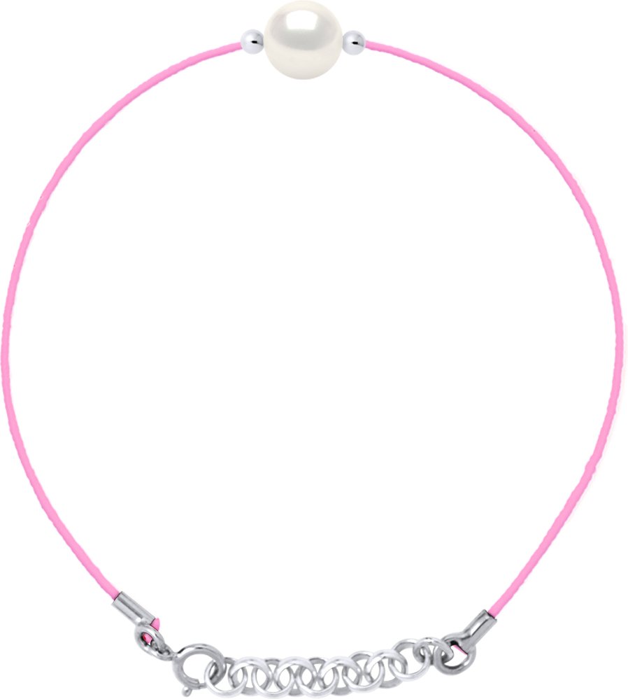 DIADEMA - Armband - Rosa Nylon - Süßwasserperle - Weiß