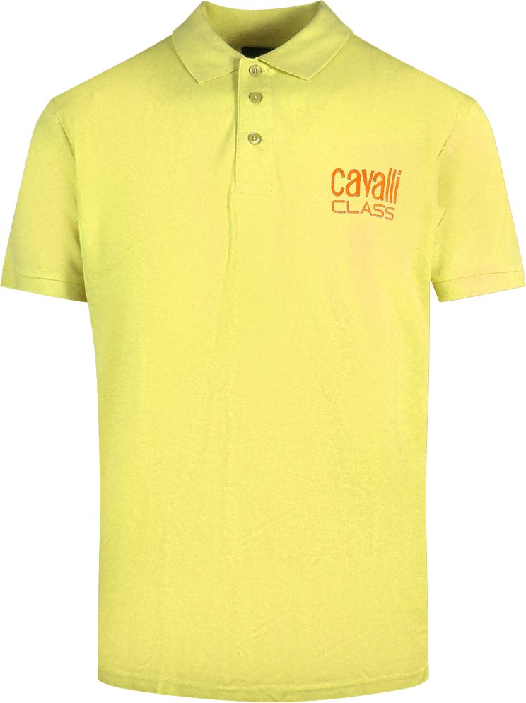 Gelbes Poloshirt „Cavalli Class“ mit auffälligem Logo