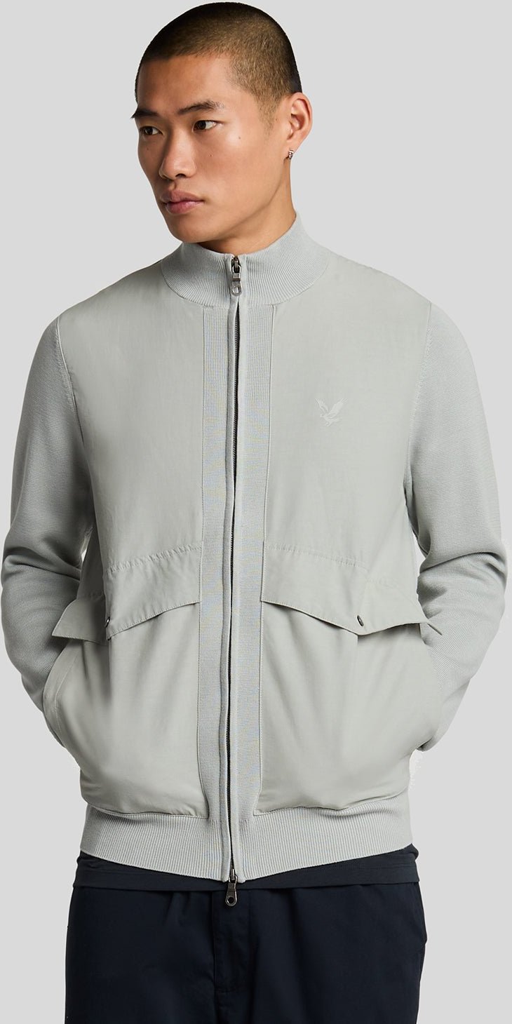 Thumbnail - Lyle & Scott Milano Hybrid Strickjacke mit durchgehendem Reißverschluss – Grau