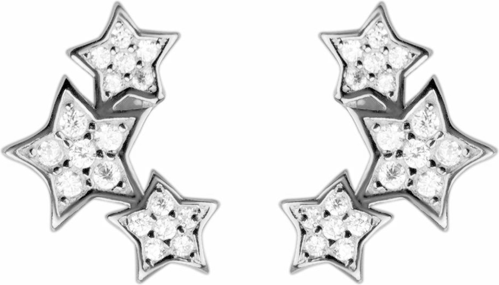 Luxenter Ohrringe, Familie von Ohrringen aus 925er Sterlingsilber und rhodiniertem Brillant Zirkonia