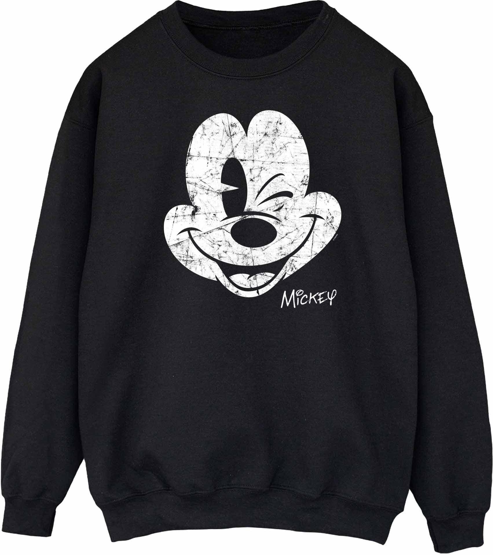 Disney Sweatshirt mit Mickey Mouse-Gesicht für Damen/Damen (Schwarz)