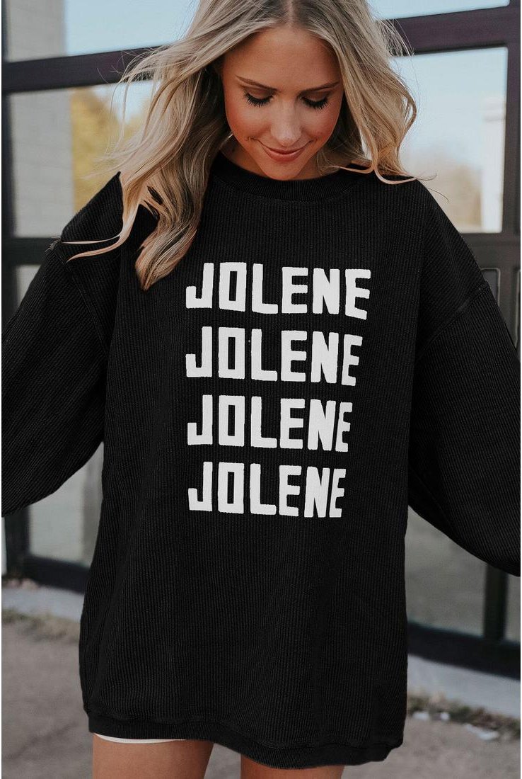 Thumbnail - Azura Exchange Schwarzes JOLENE Geripptes Cord Oversized Sweatshirt