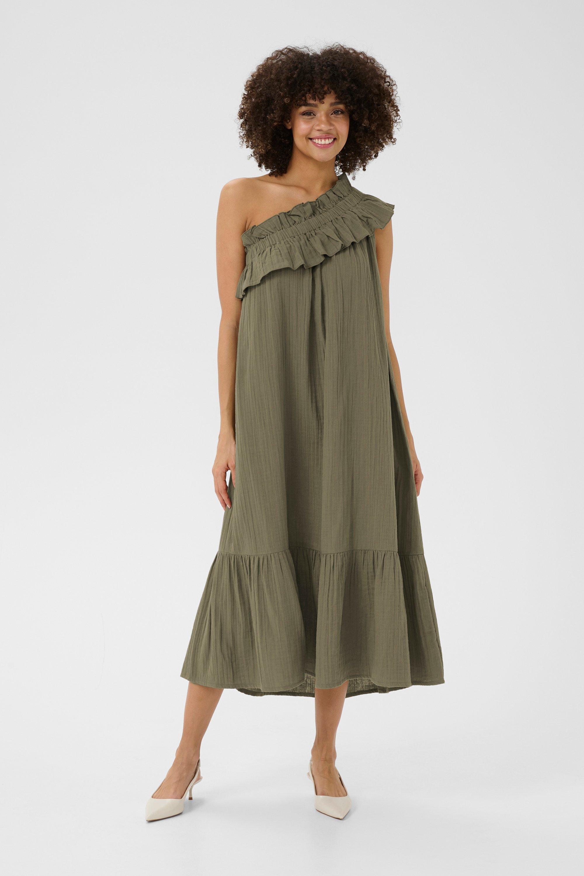 Kleid Lockere Passform Dämmergrün green