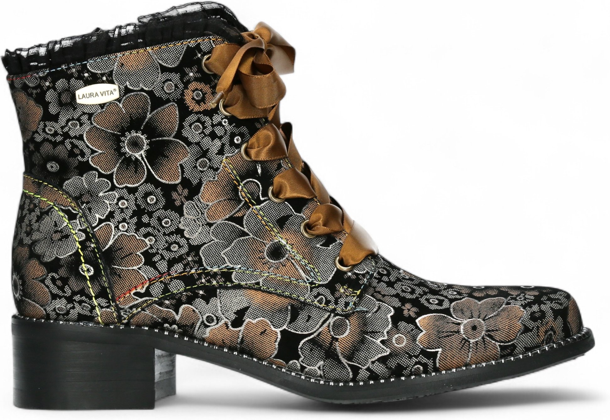 Laura Vita Emcmao-45 Damenstiefeletten im Gothic-viktorianischen Stil aus Leder mit Knöchelabsatz, Braun