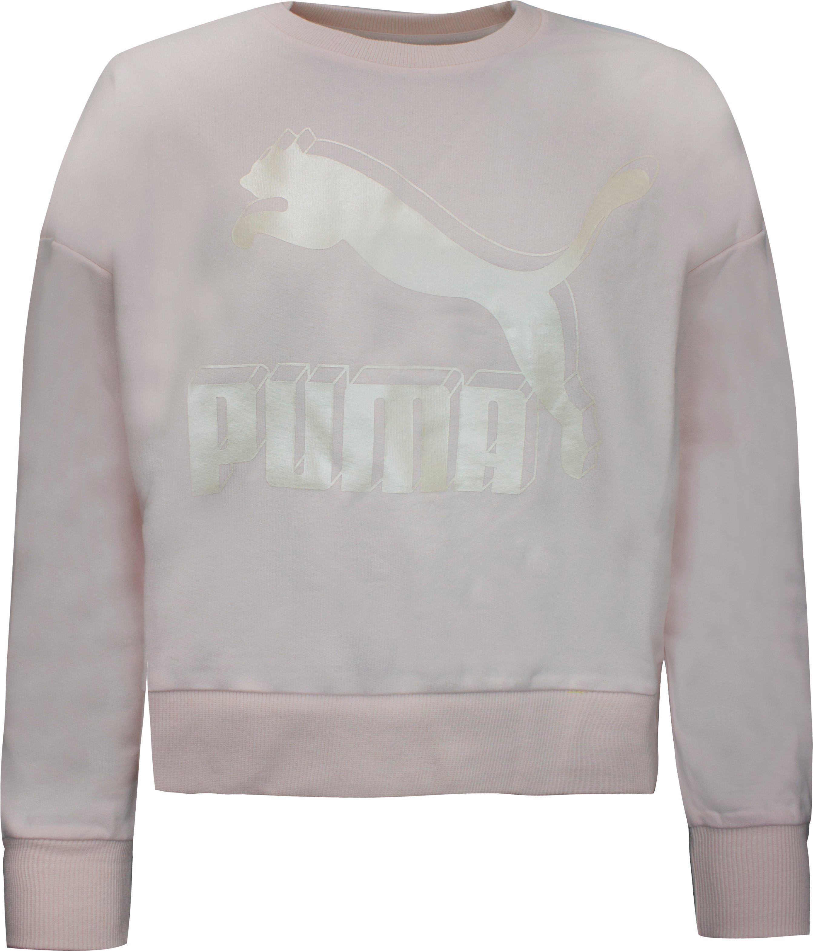 Puma Womens Classics Logo Metallic Crew Sweatshirt Rose 597405 87