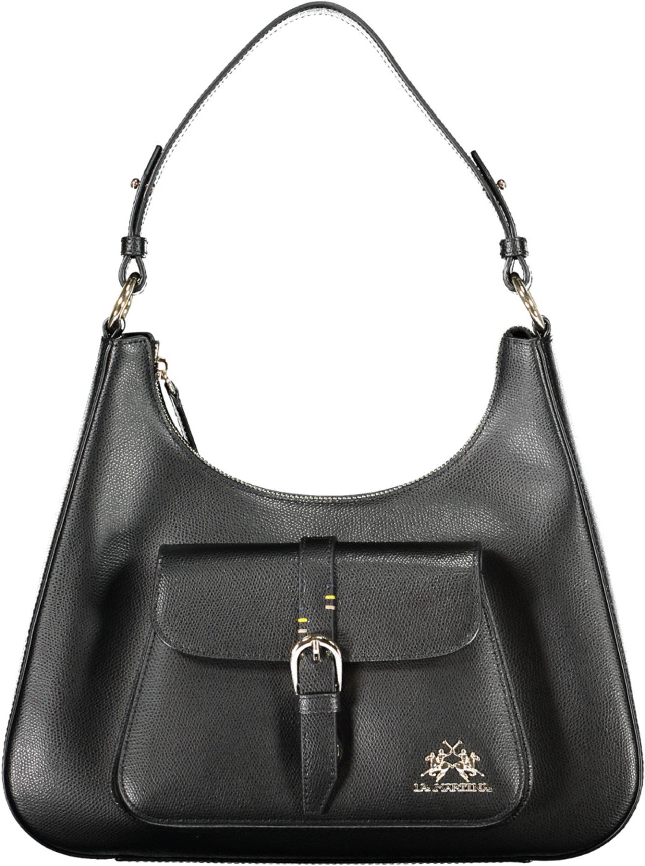 La Martina Damen Schwarz Leder Handtasche