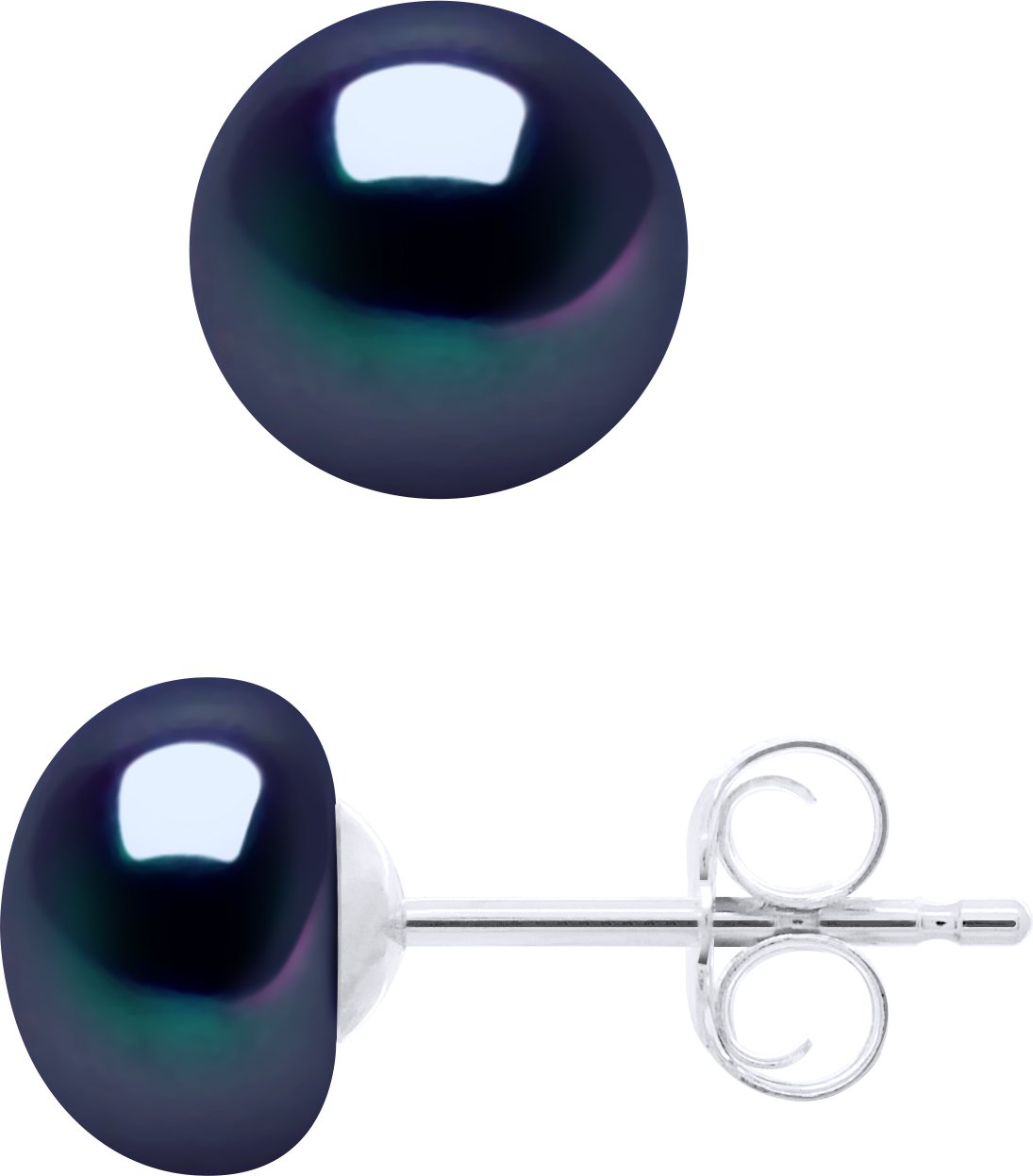 Ohrringe aus Silber 925 und echten Süßwasser-Zuchtperlen Knopf 7-8 mm