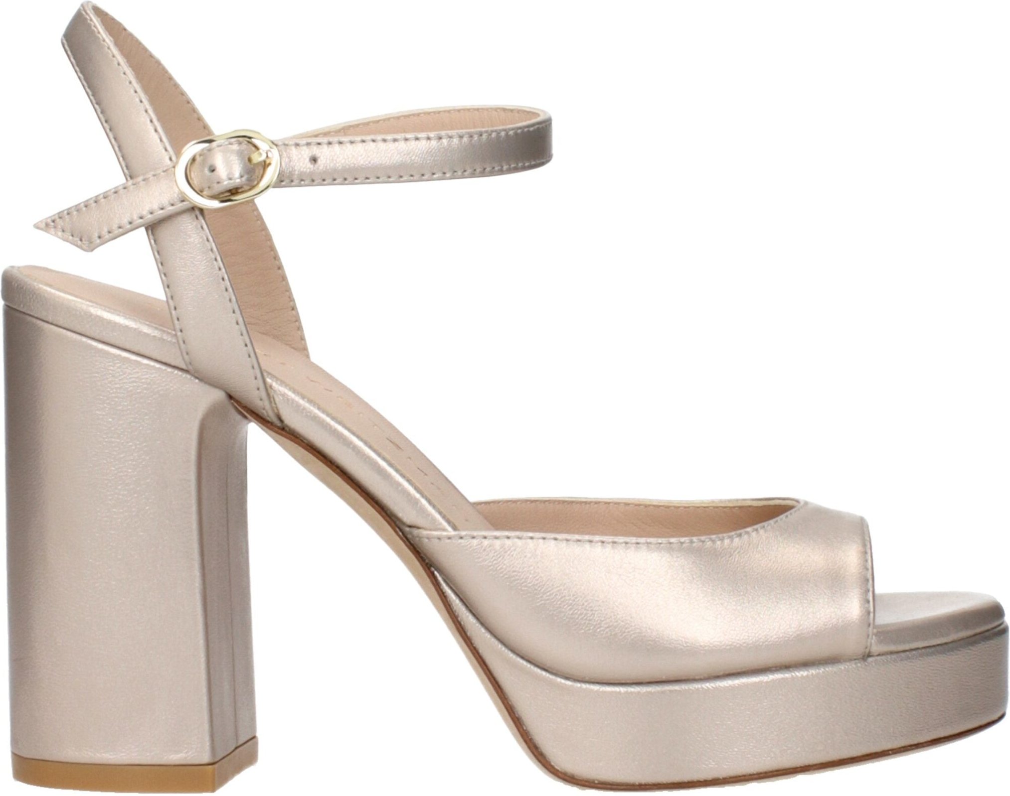 Stuart Weitzman Beige Leder Plateau-Sandaletten