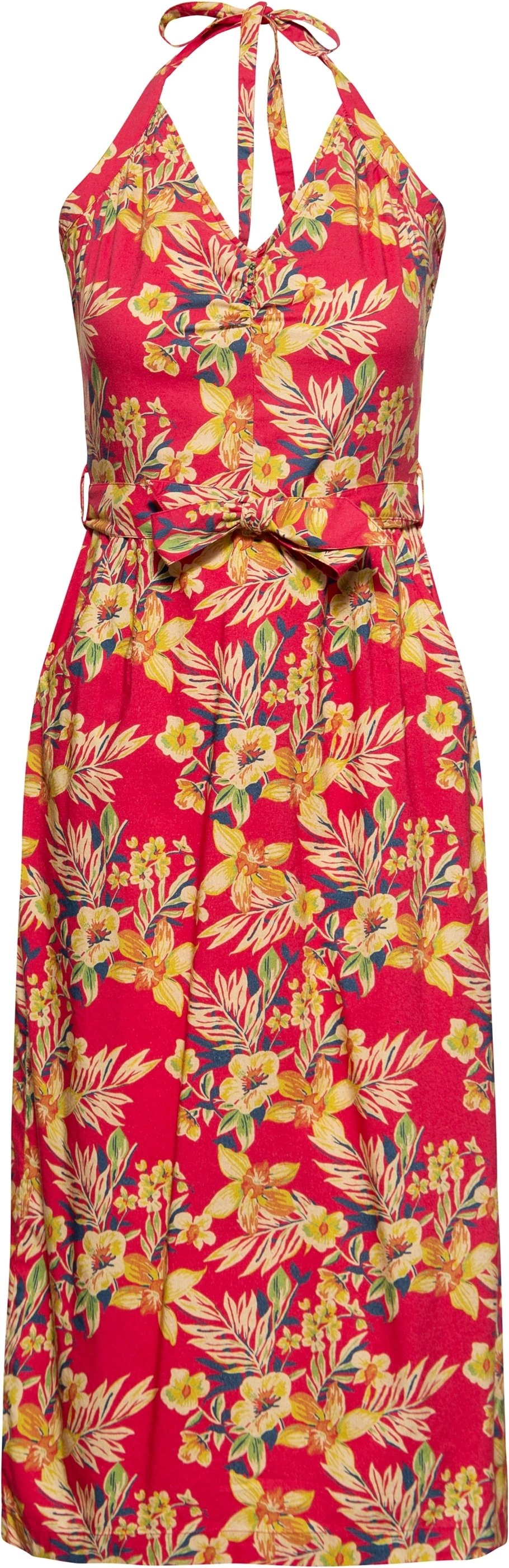 Queen Kerosin Damen Neckholder Pencil Kleid Hawaii Red rot