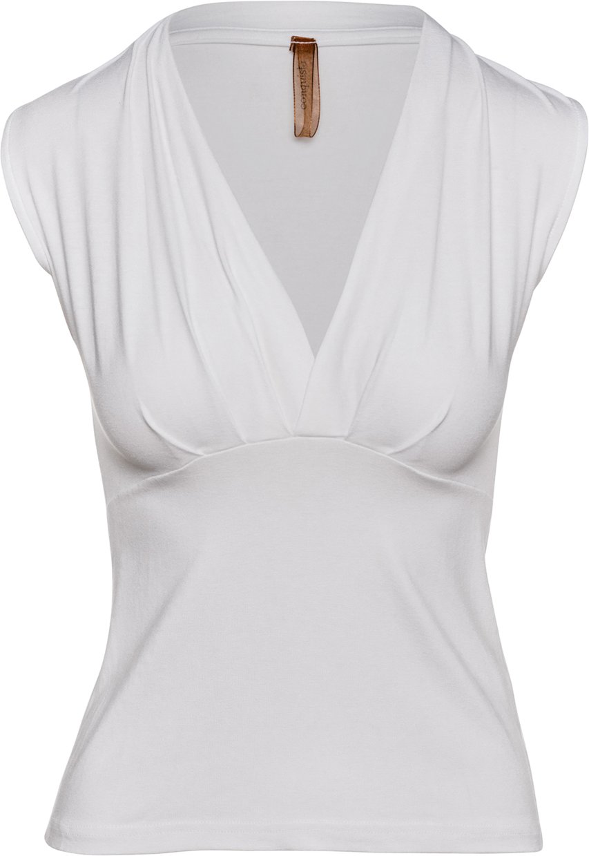 Thumbnail - Weißes ärmelloses Top mit Faux Wrap