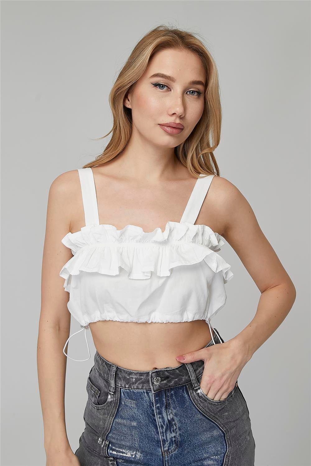Elastische Rüschenkante Bustier