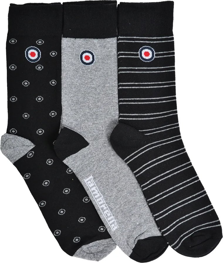 Lambretta - Socken für Herren(3er-Pack) (Schwarz/Grau)