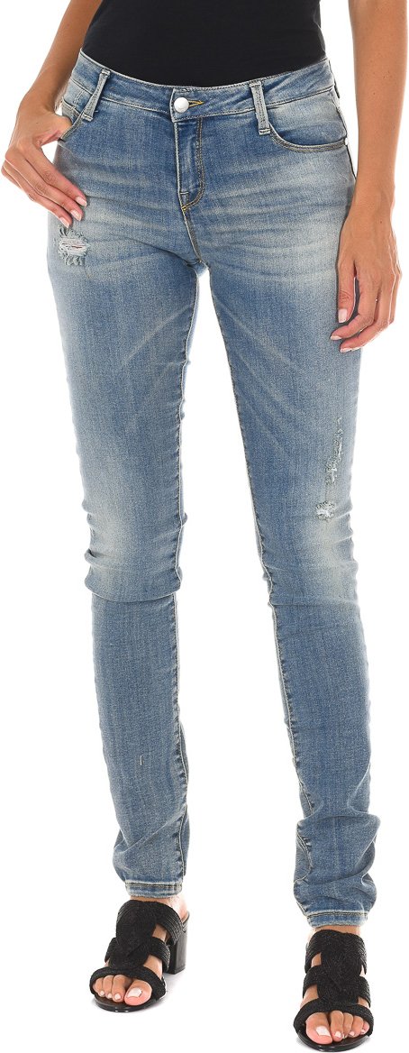 Lange Denim-Hose getragen und zerrissen Wirkung 10DB50305 Frau