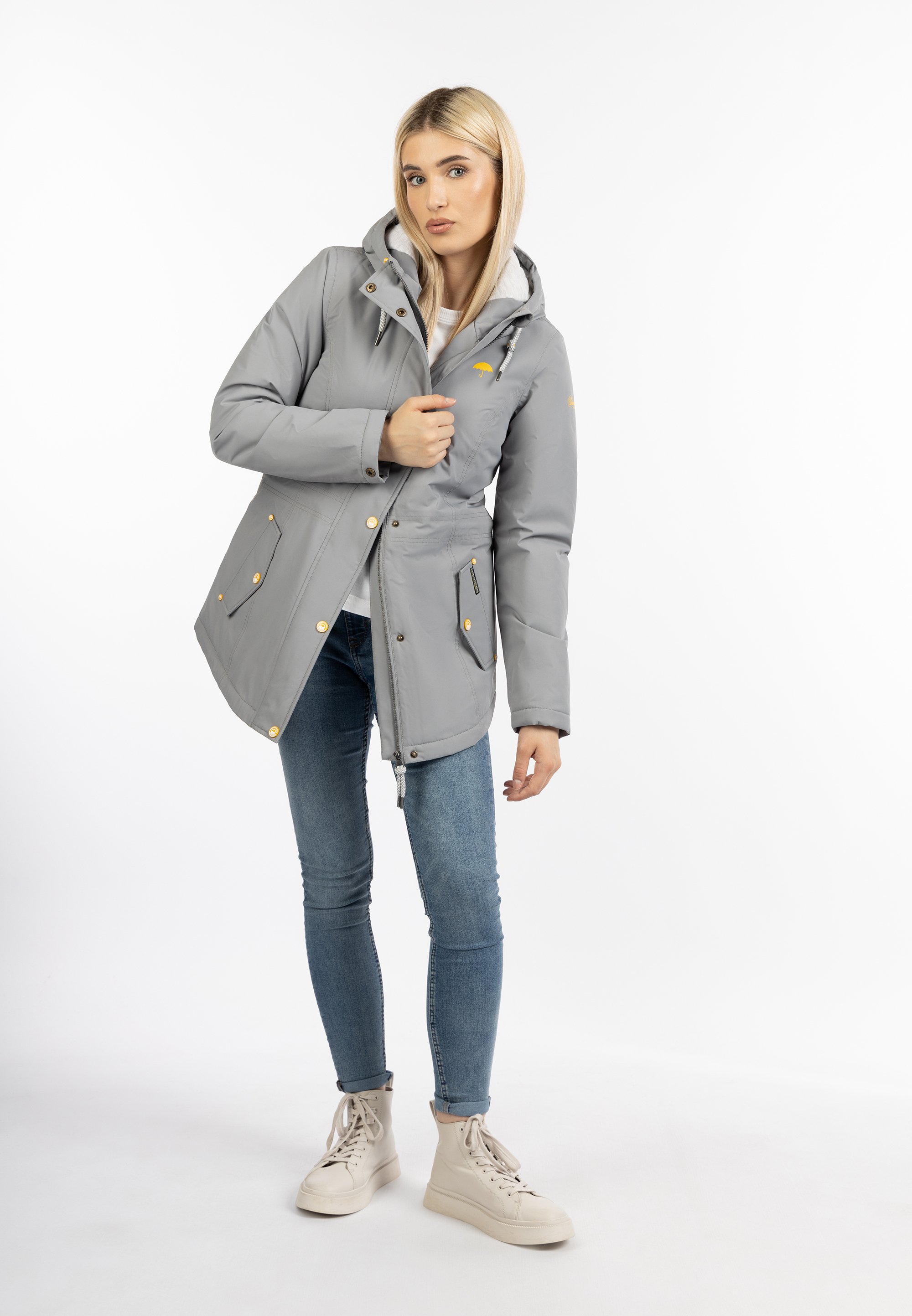 Schmuddelwedda Winterjacke mit Magic Print Damen Grau