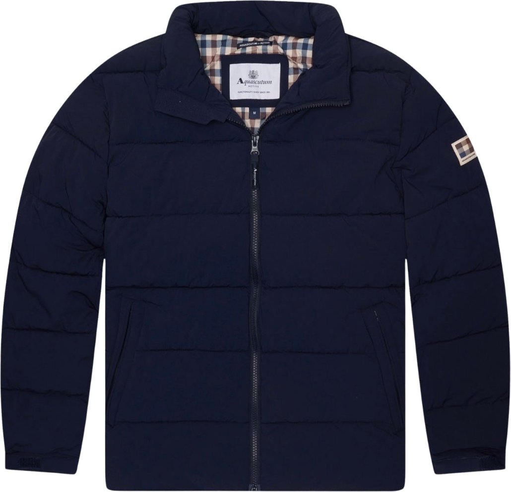 Aquascutum Active Sp Marineblaue Steppjacke Mit Stehkragen