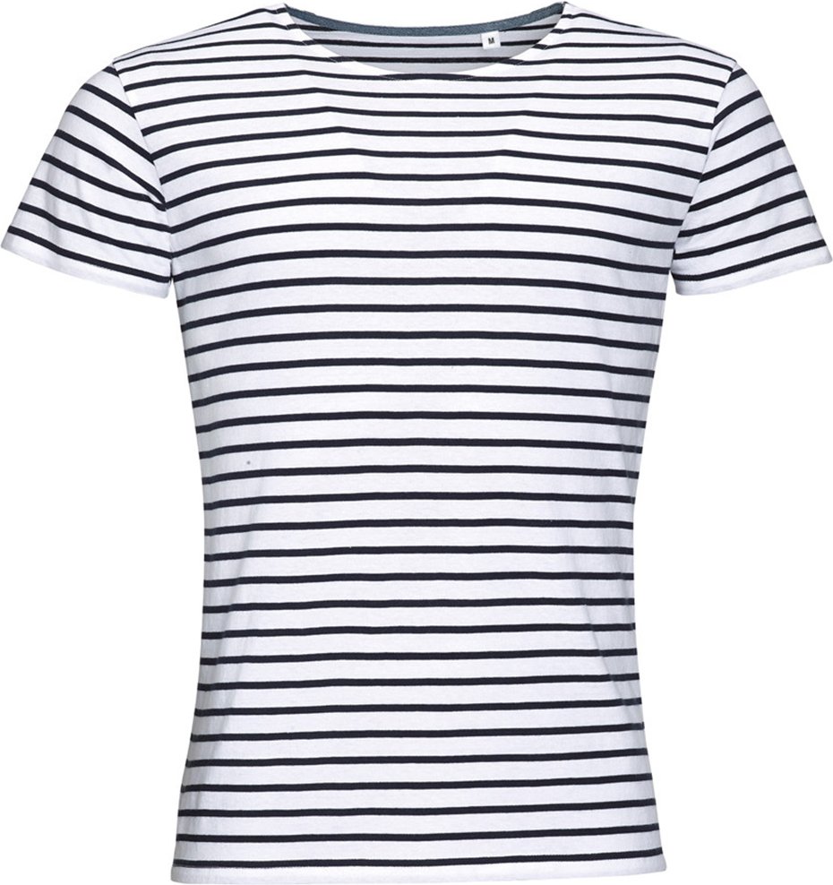 SOLS Mens Miles Striped Short Sleeve T-Shirt (Weiß/Navy)