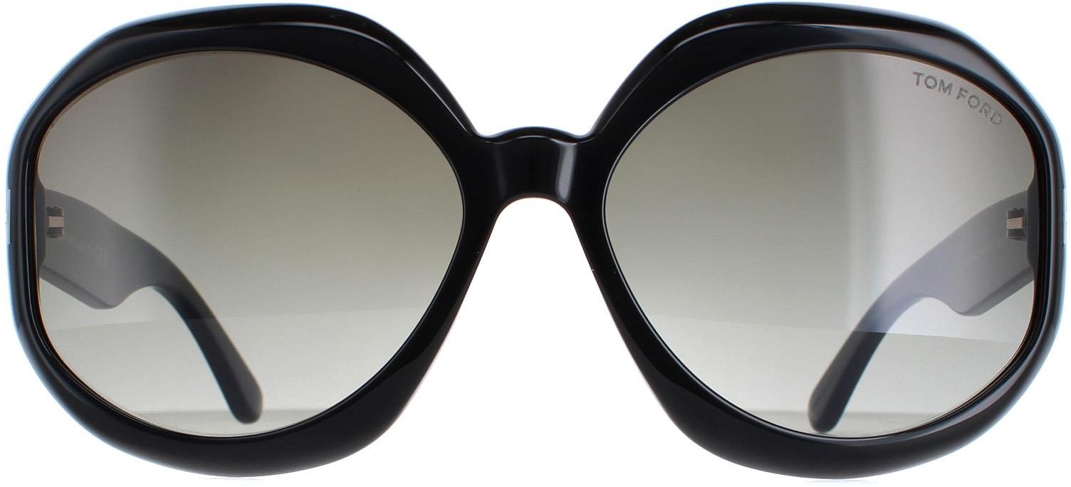 Thumbnail - Tom Ford Round Womens Glänzend Schwarz Rauch Gradient Georgia 02 FT1011