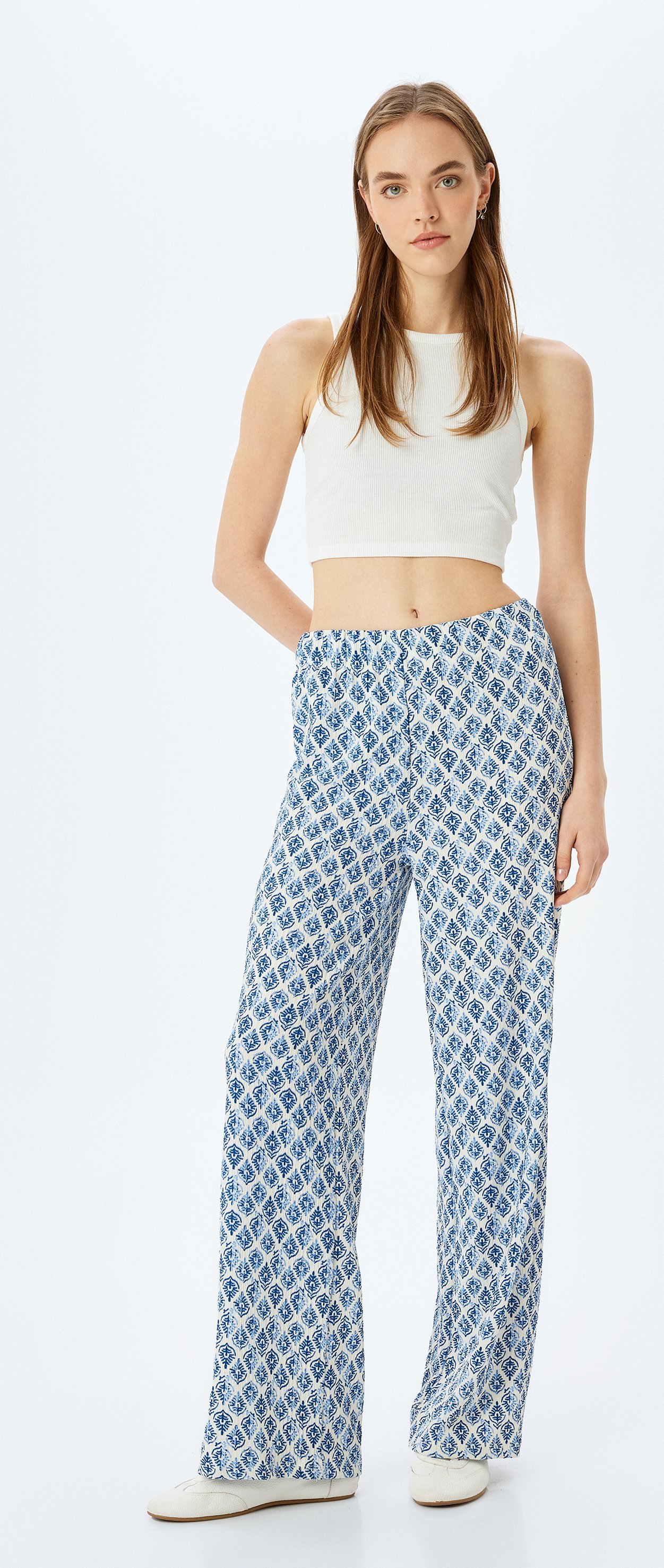 Koton HOSEN Koton Weite Bügelfalten-Palazzo-Hose