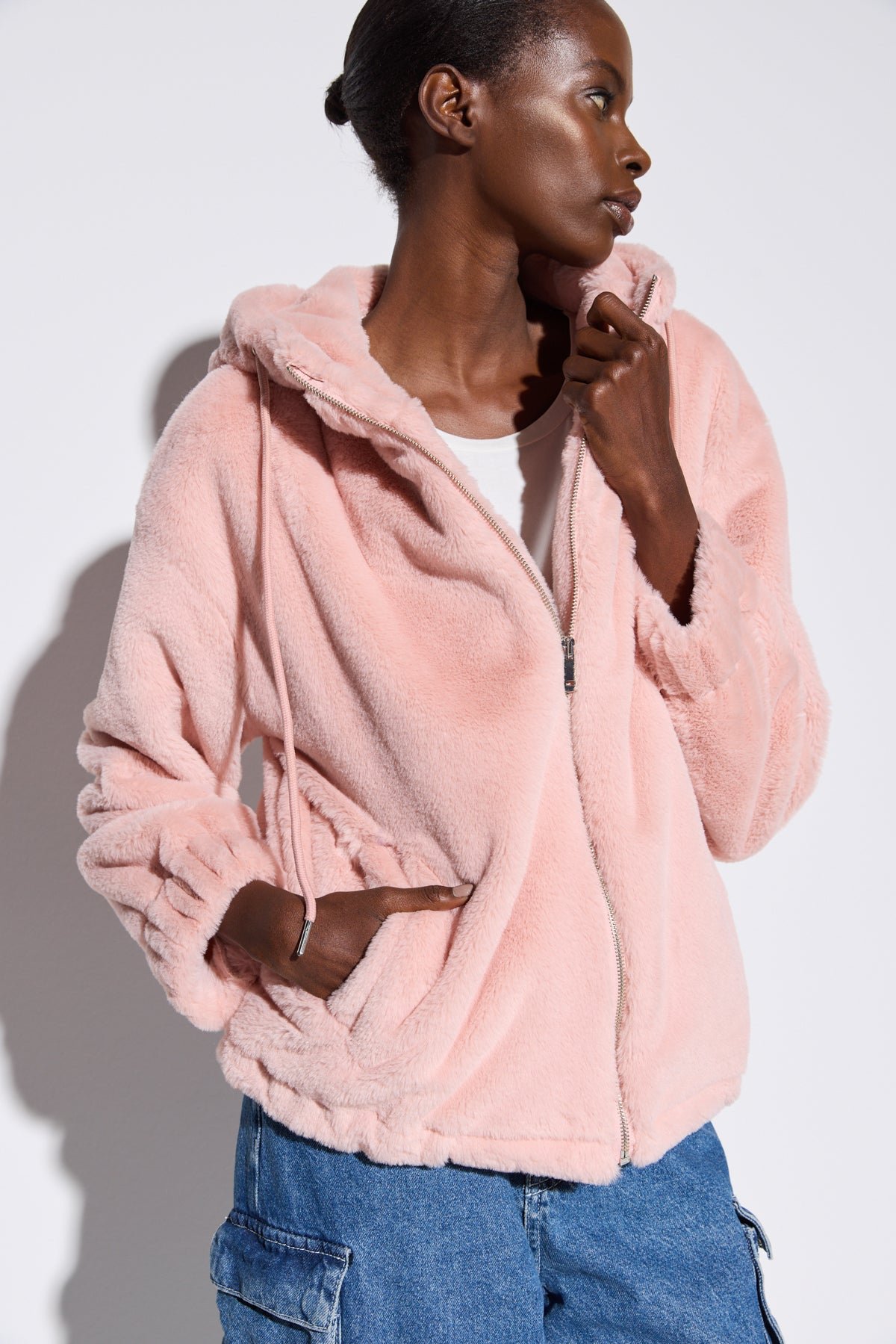 Rosa Fleecejacke mit Reißverschluss