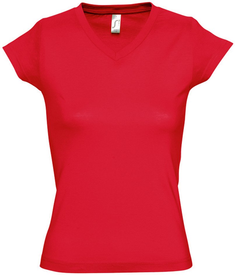 SOLs Damen/Damen Moon V-Ausschnitt T-Shirt mit kurzen Ärmeln (Rot)