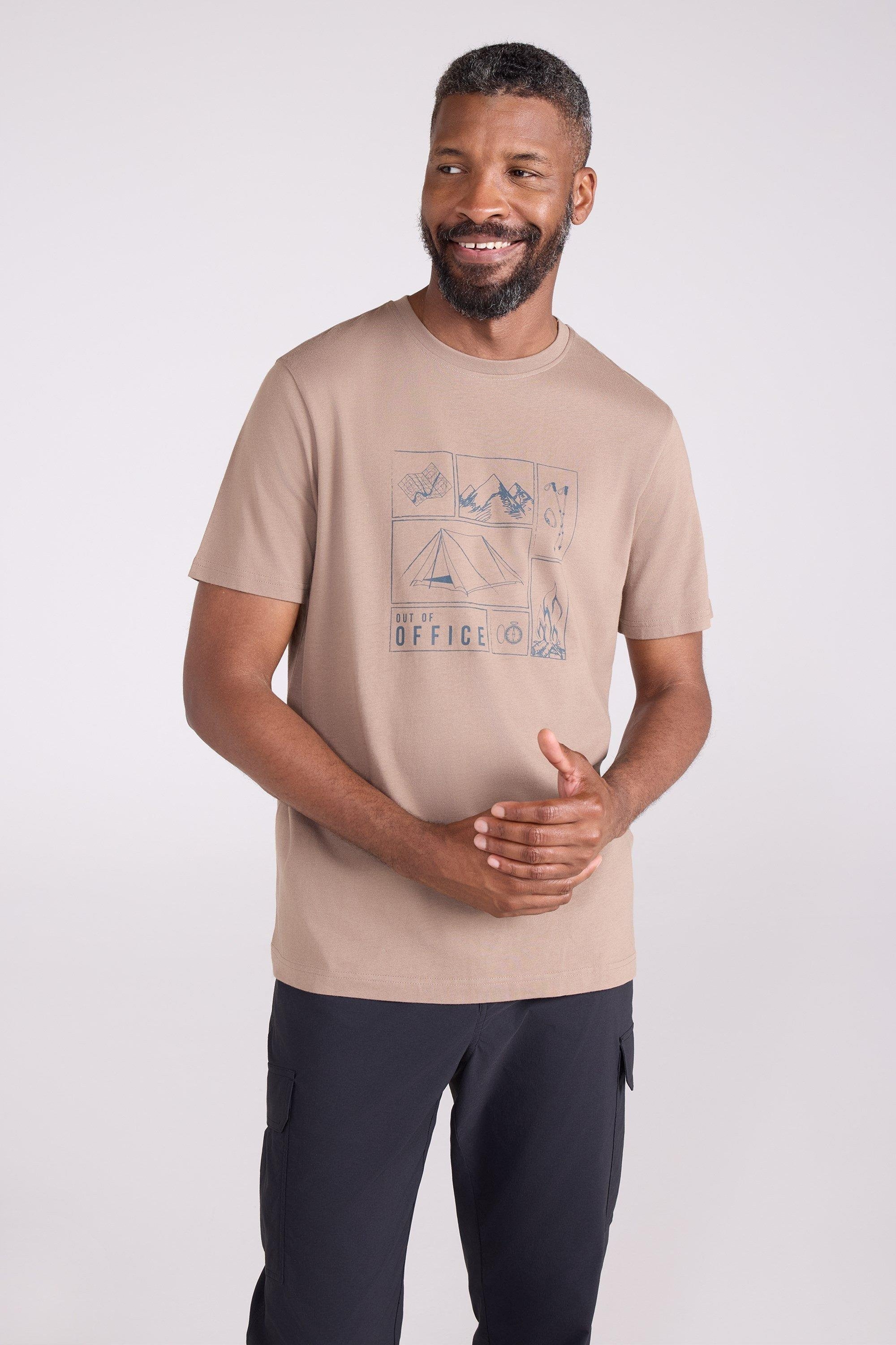 Mountain Warehouse - "Camping Sketch" T-Shirt für Herren (Braun)