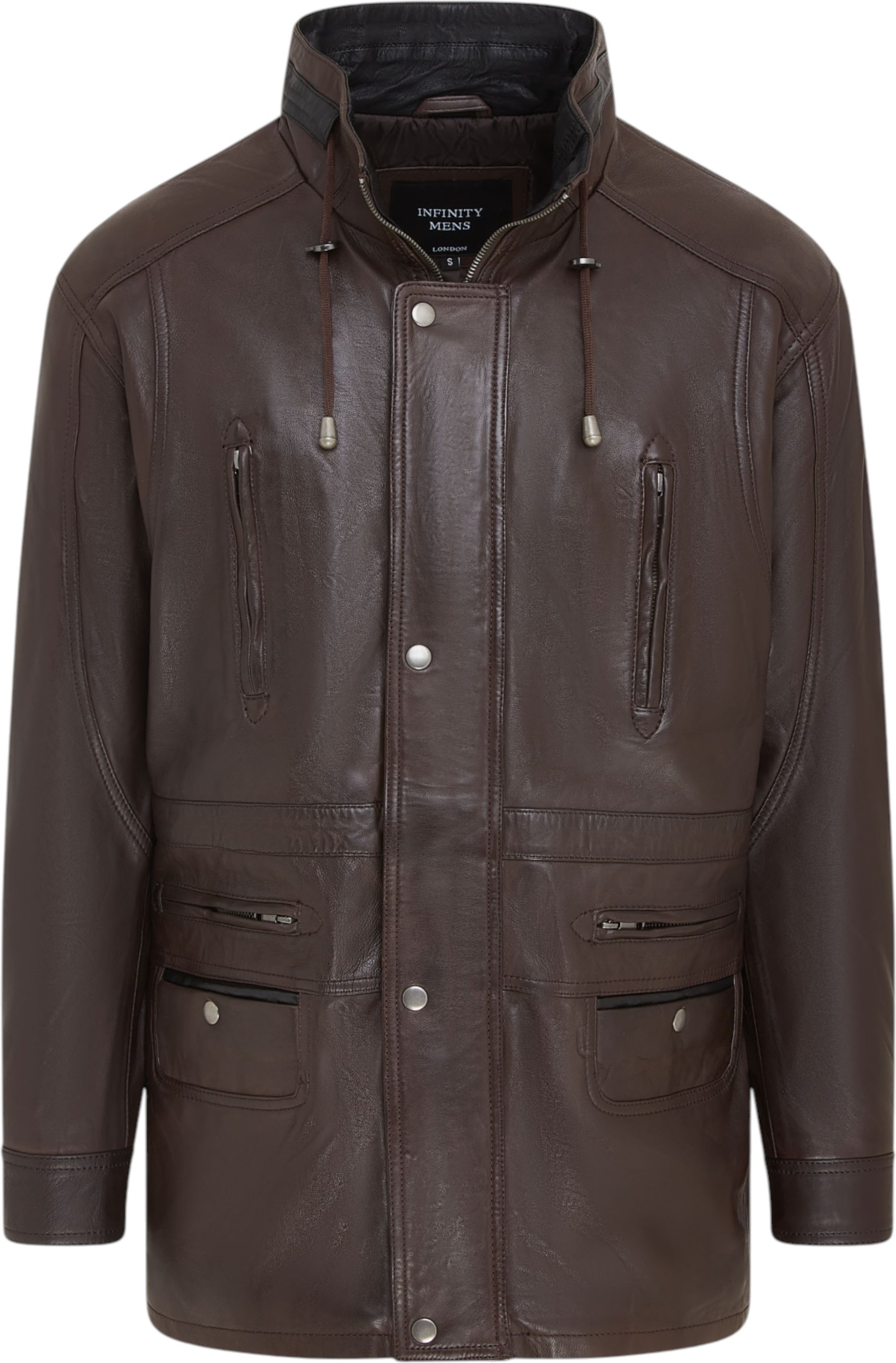 Herren-Parka aus weichem italienischem Leder, Braun, Winnipeg