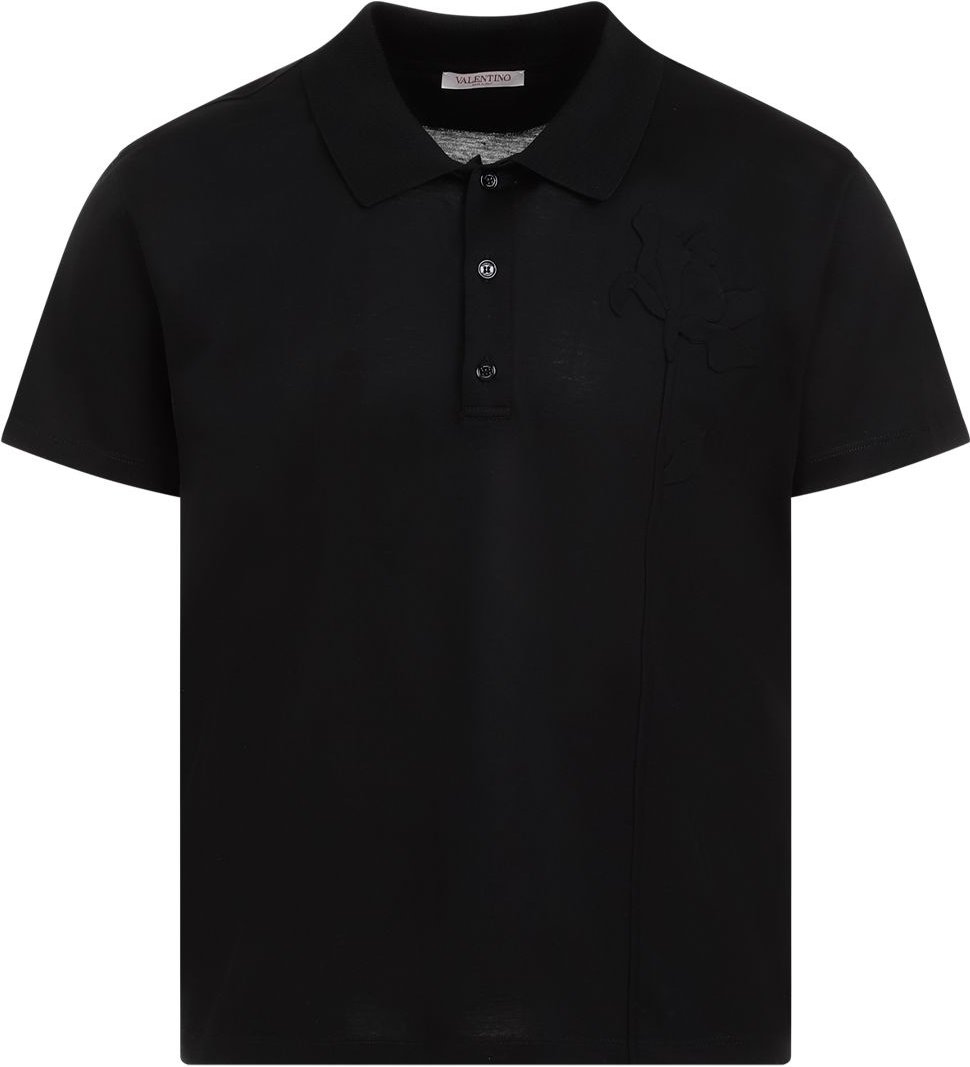 Schwarzes Baumwoll-Polohemd