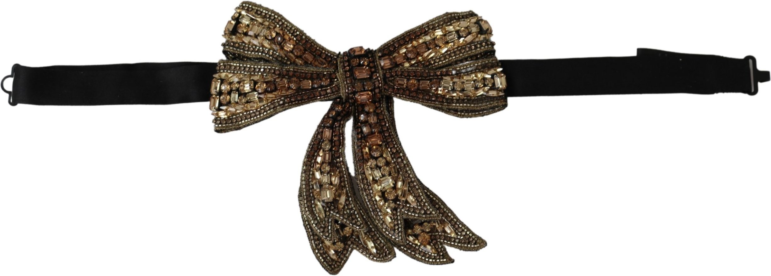 Dolce & Gabbana Gold Tone Silk Silk Hingestone Embellies Women Women's Bowtie