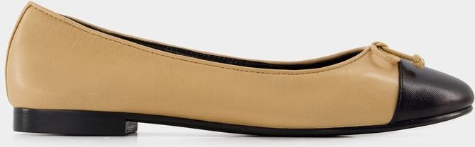 Cap Toe Ballerinas - Tory Burch - Leder - Beige