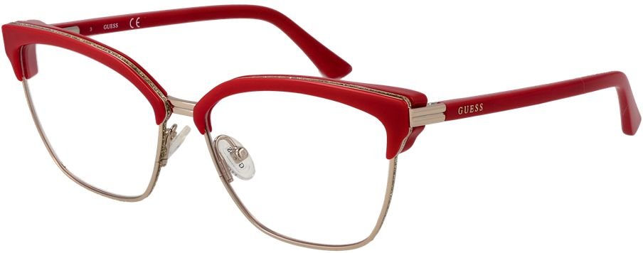 Brille mit rotem Metallrahmen