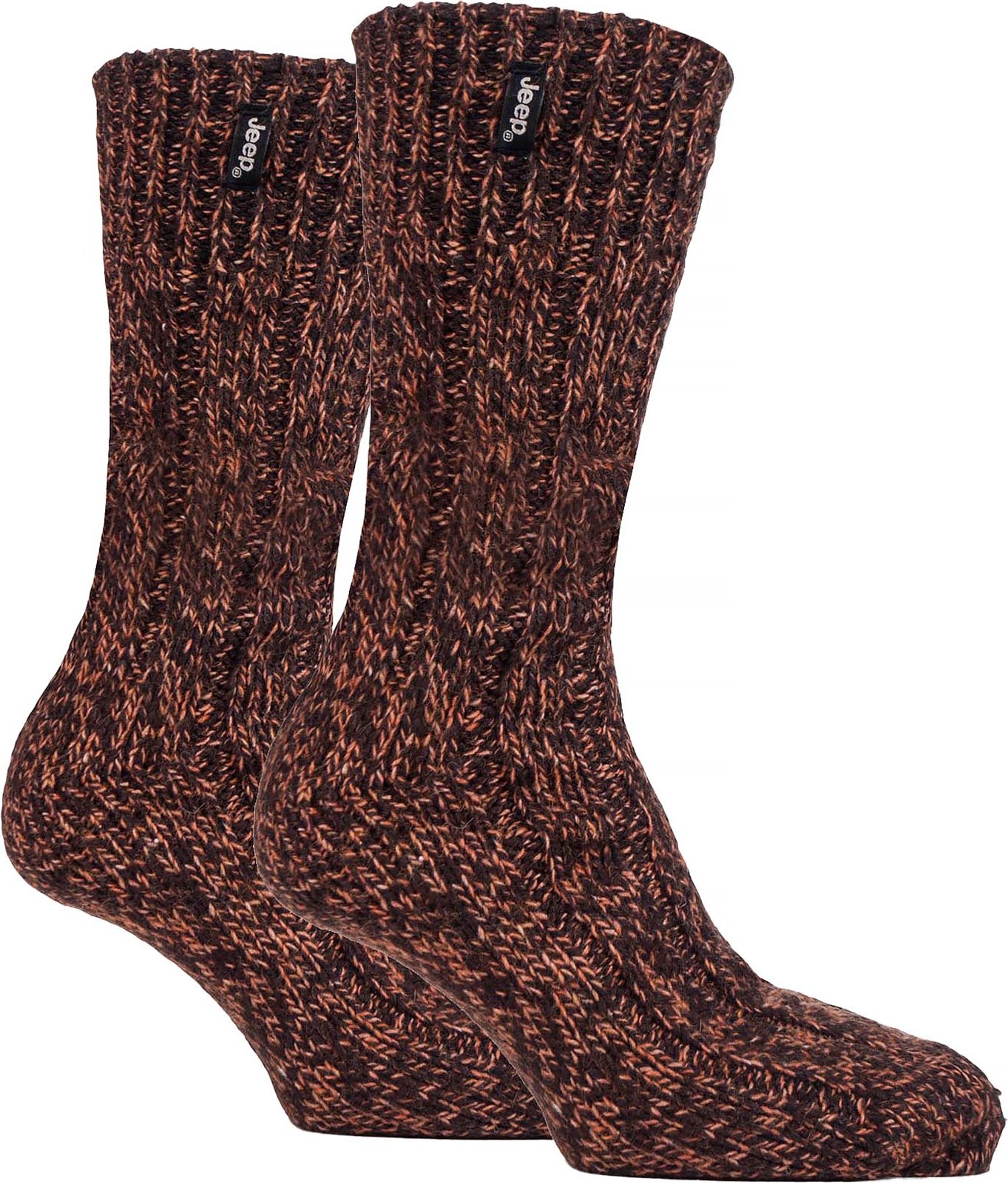 Herren Wolle Wandern Socken | Jeep | Knit Ribbed Design gepolstert Boot Socken für Trekking, Laufen, Wandern - Amber / B...
