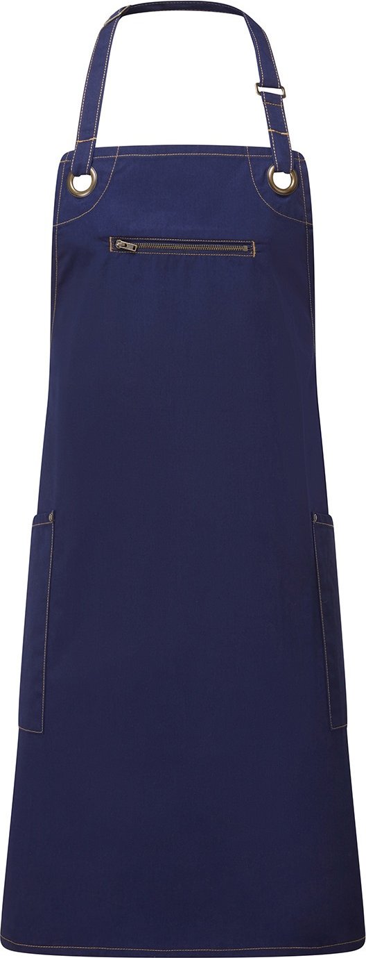 Premier Unisex Erwachsene Gerste Nachhaltige Kontrastnähte Vollschürze (Navy/Camel)