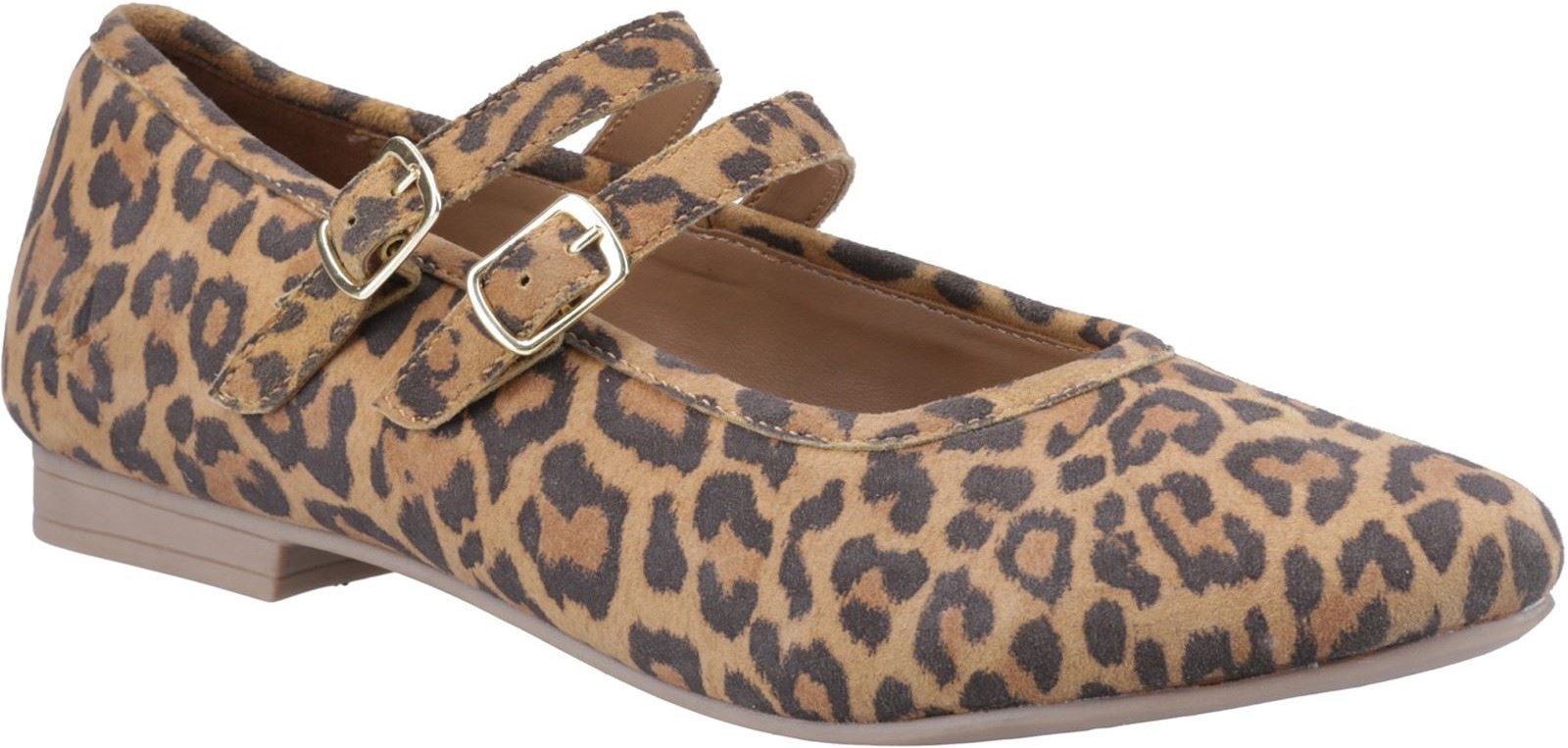 Hush Puppies Nancy Mary Jane Leder Damen Leopard Ballerinas