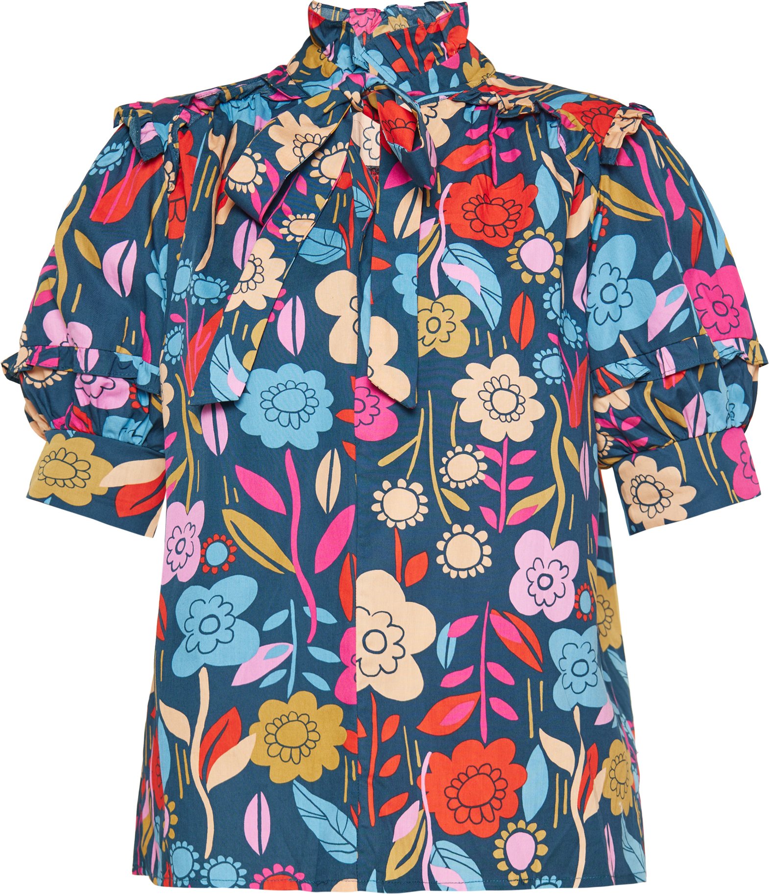 FELIPA Bluse Frauen Marineblau Mehrfarbig