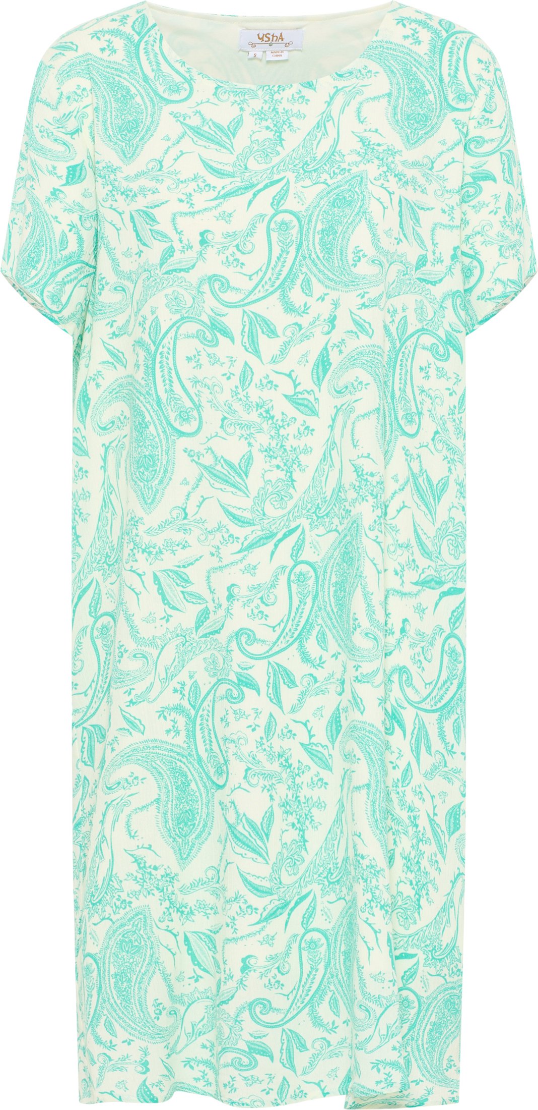 usha Kurzarmkleid Damen Türkis Wollweiss