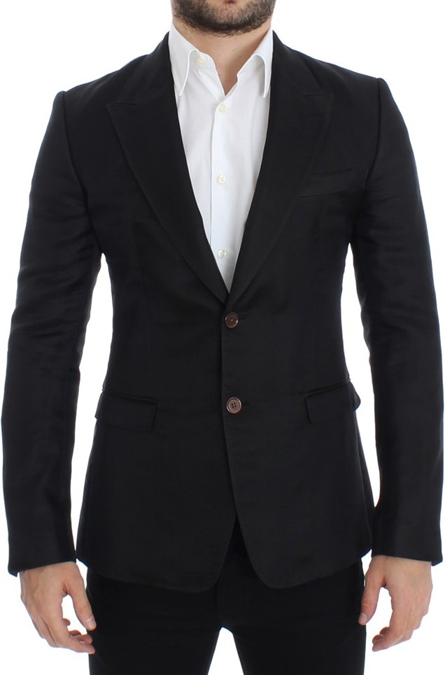 Dolce & Gabbana - Blazer cintré en soie noir pour homme
