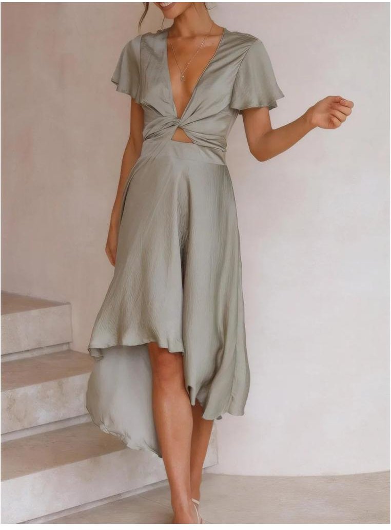 Kleid mit Langen Flügelärmeln und Hoch-Tief-Ausschnitt für Damen