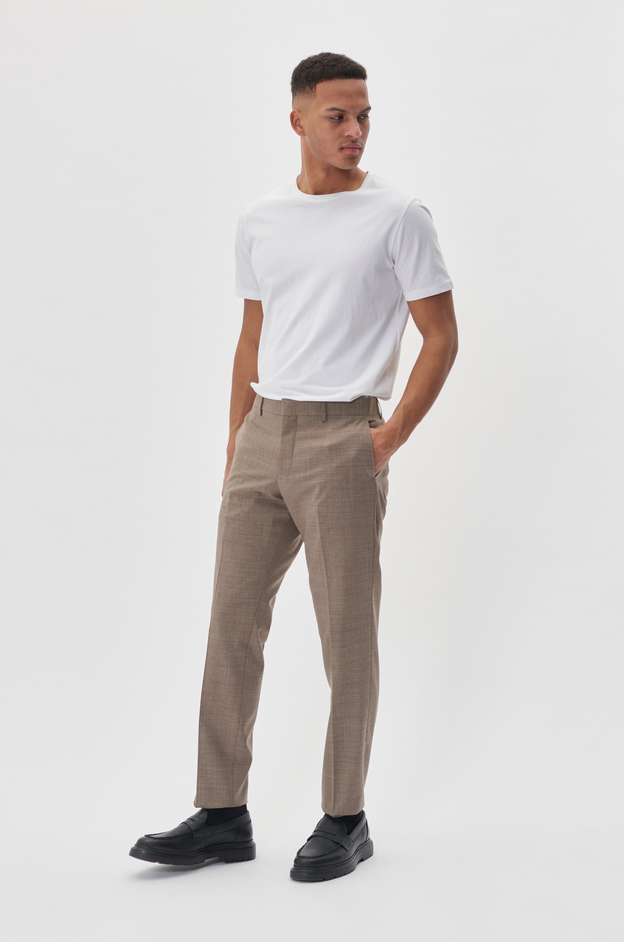 Pants Suiting Gerade Passform Silver Sage Melange