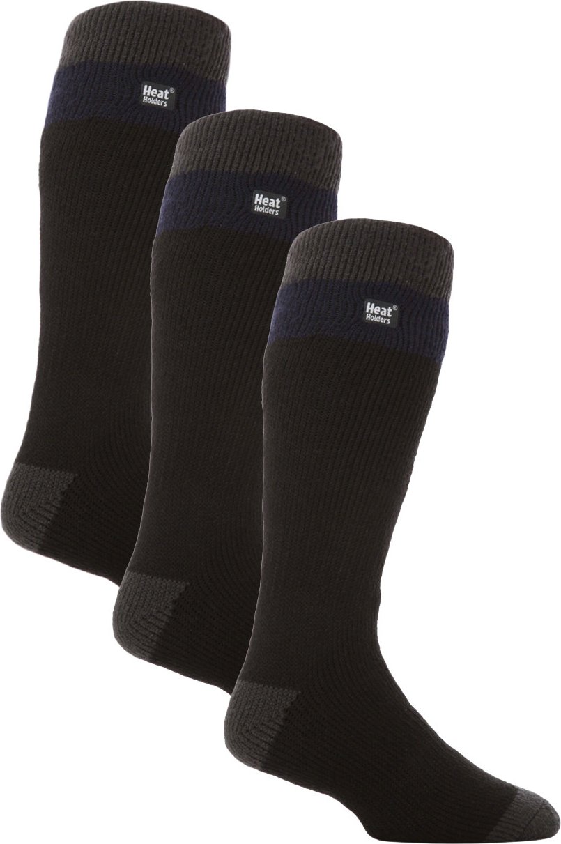 Thumbnail - Thermische gestreifte Skisocken für Männer | Hochwertige Wärmespeicher Extra lange Socken - Schwarz / Marine