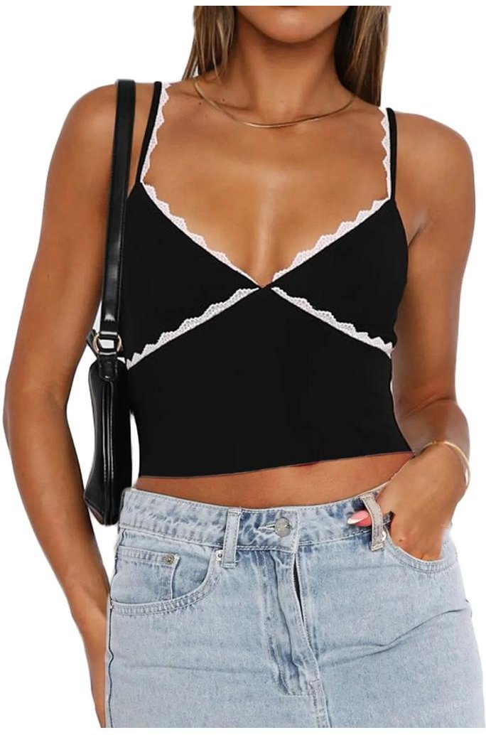 Thumbnail - Damen Camisole mit Spitzendetails und kontrastierenden Akzenten