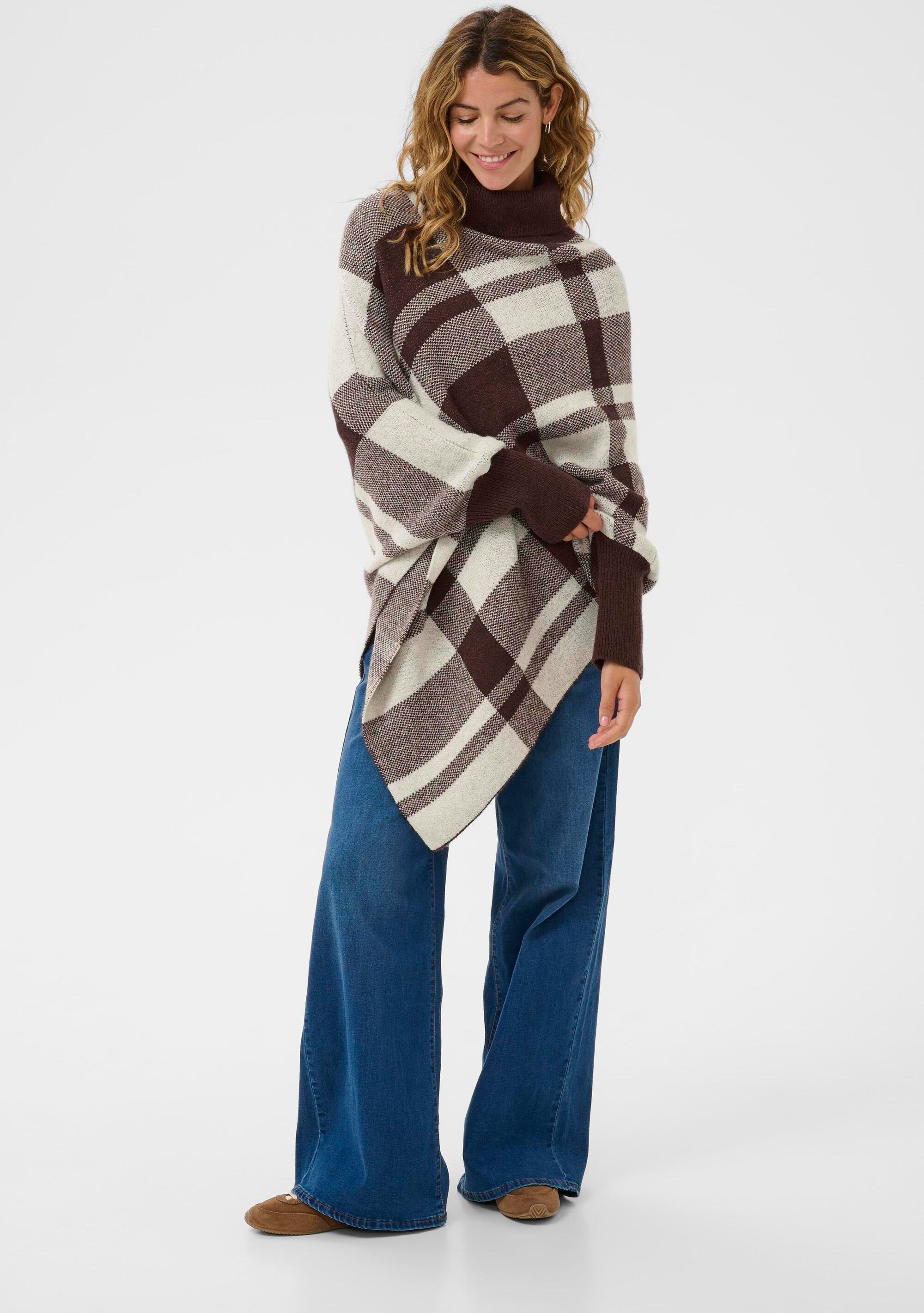 Poncho CRLivia Poncho Loose fit brown white