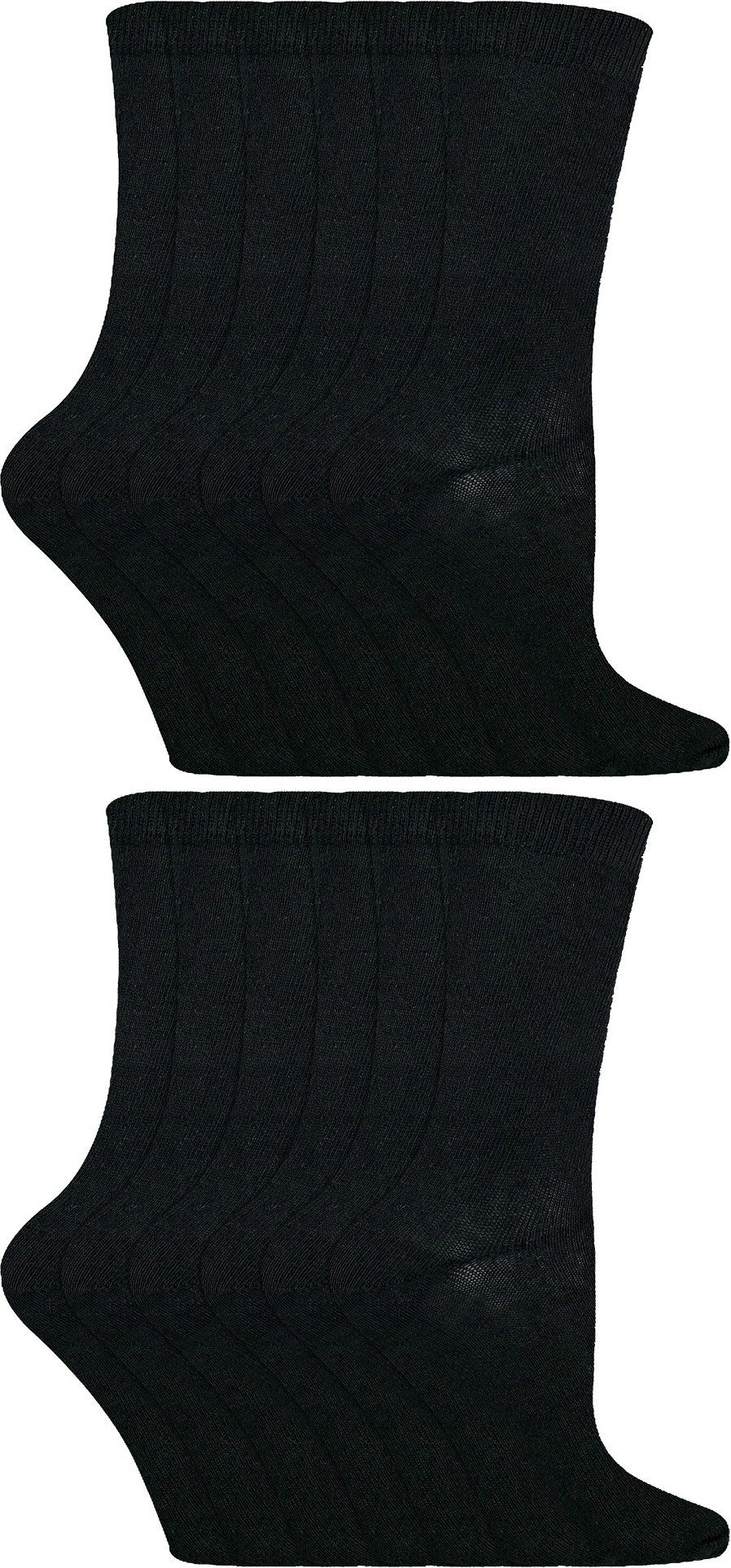 12 Paar Multipack Kids Cotton Colourful Casual Socks | Sock Snob | Plain Dress Socks für Jungen & Mädchen - Schwarz