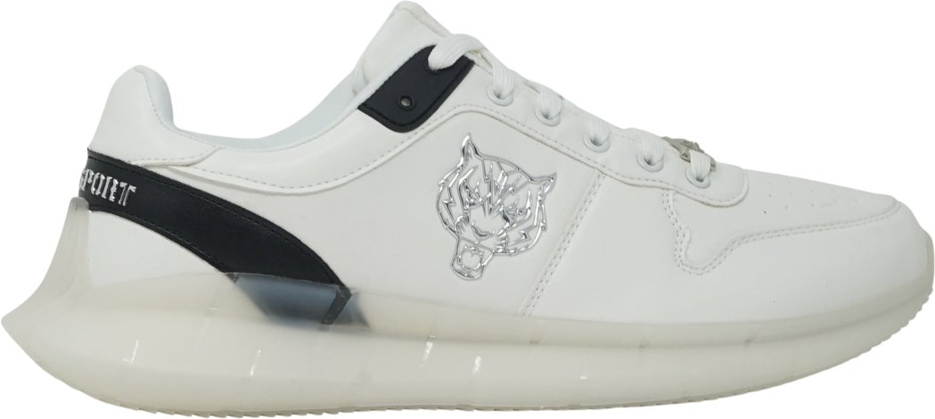 Plein Sport Markenzeichen Silber Tiger Logo Weiß Turnschuhe