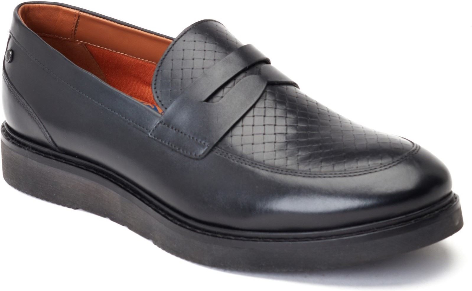 Base London Sid Leder Herren schwarze Mokassins