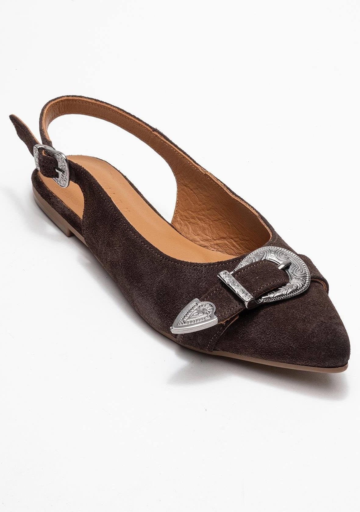 Cordelia Leder Spitz Zehenbereich Schnalle Sandale