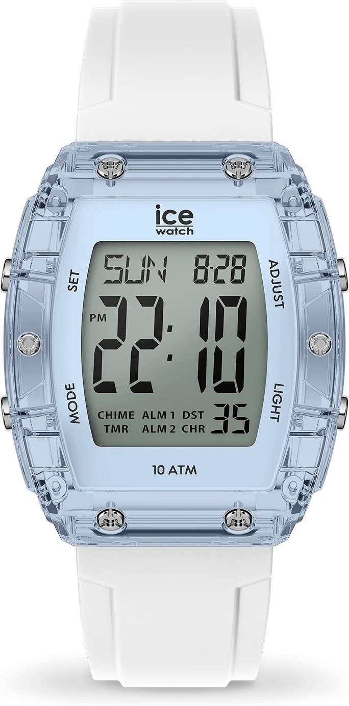 Ice Watch Ice Digit Boliday - White - Clear Blue Weiß Unisex Armbanduhr 024567 - S
